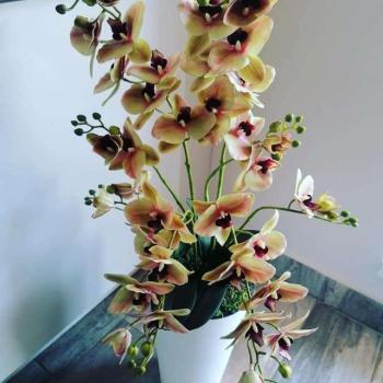 Padlóvázás élethű orchidea dekor 4 virágos változat kép