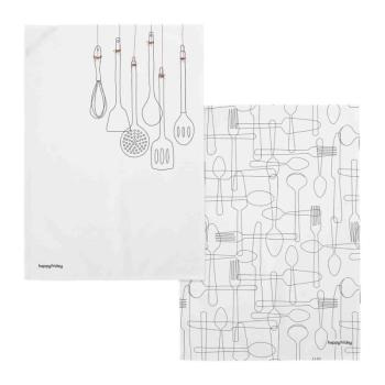 Pamut konyharuha szett 2 db-os 50x70 cm Cutlery – Happy Friday kép