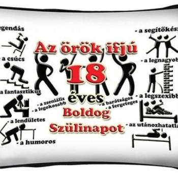 Párna 37cm, Boldog szülinapot 18 New P045 kép