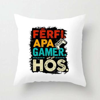 Párna 40*40cm, pihe puha töltettel, Férfi, apa, gamer, hős VPX039 kép