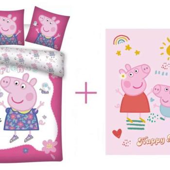 Peppa malac gyerek ágyneműhuzat és polár takaró szett (flowers) kép