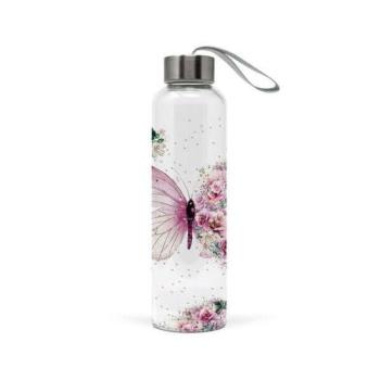 Pillangós útiflaska / kulacs borosilicate üvegből - 550 ml kép