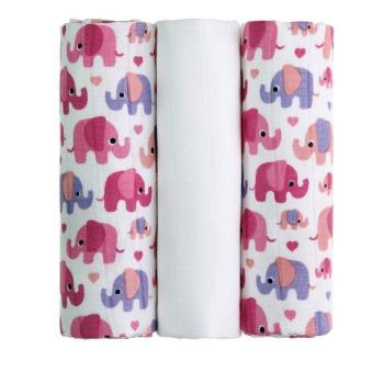 Pink Elephants 3 db textilpelenka, 70 x 70 cm - T-TOMI kép