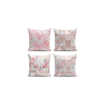 Pink Leaves 4 db-os dekorációs párnahuzat szett, 45 x 45 cm - Minimalist Cushion Covers kép