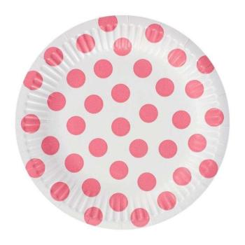 Pink Polka Dot, Pöttyös papírtányér 6 db-os 18 cm kép