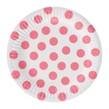 Pink Polka Dot pöttyös papírtányér 6 db-os 18cm kép