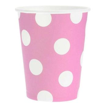 Pink Polka Dots, Rózsaszín papír pohár 6 db-os 270 ml kép