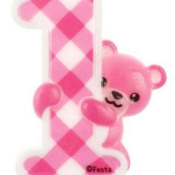 Pink Teddy, Első születésnap csillámos tortagyertya kép