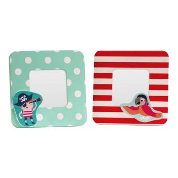 Piros-türkiz fa képkeret szett 2 db-os 12x12 cm Pirate – Premier Housewares kép