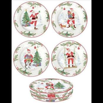 Porcelán desszerttányérszett 4db-os, 19cm, dobozban, Joyful Santa kép