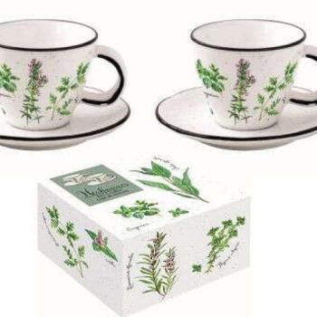 Porcelán eszpresszócsésze+alj 120ml, dobozban, Herbarium kép