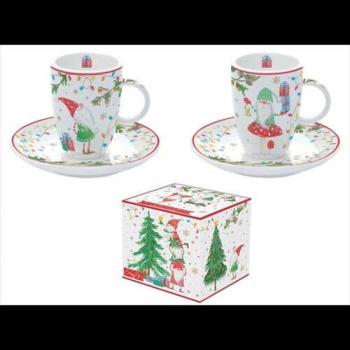 Porcelán eszpresszócsésze + alj 2 személyes,50ml, dobozban, Ready... kép