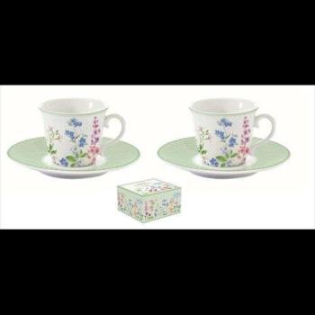 Porcelán eszpresszócsésze + alj 2 személyes, 80ml, dobozban, Floraison kép