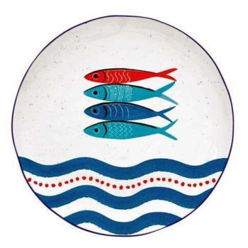 Porcelán lapostányér 26cm, Sardine&#039;s Party kép