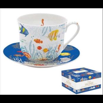 Porcelán reggelizőcsésze + alj 400ml, dobozban, Aquarium, Atmosphere kép