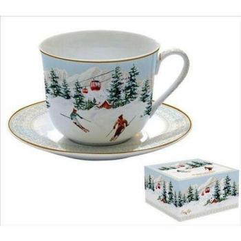 Porcelán reggelizőcsésze+alj 400ml, dobozban, Chalet kép