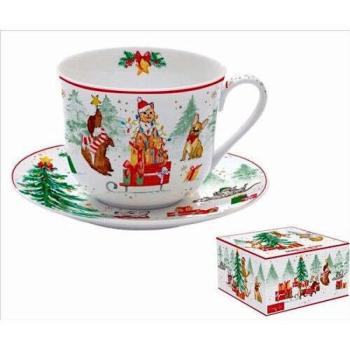 Porcelán reggelizőcsésze+alj 400ml, dobozban, Christmas Gang kép