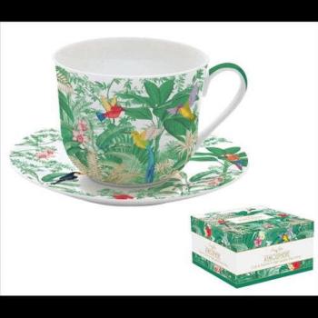 Porcelán reggelizőcsésze + alj 400ml, dobozban, Exotic Heaven, At... kép