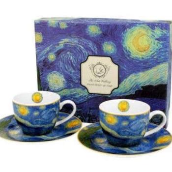 Porceláncsésze + alj 110ml, 2 személyes dobozban, Van Gogh: Csill... kép