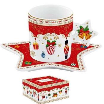 Porceláncsésze+alj 175ml, dobozban, Christmas Ornaments kép