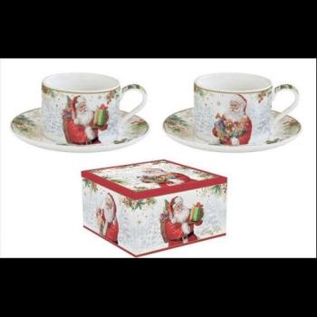 Porceláncsésze + alj 240ml, 2 személyes, dobozban, Santa Is Coming kép