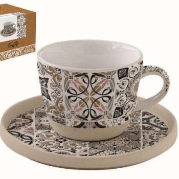 Porceláncsésze+alj 250ml, dobozban, Casa Decor grey kép