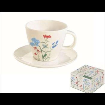 Porceláncsésze+alj 250ml, dobozban, Mille Fleurs Blue kép