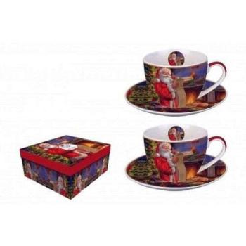 Porceláncsésze+alj 280ml,2 személyes, dobozban, Santa Letter kép