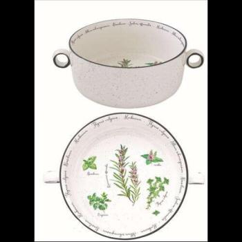 Porcelántál füllel 20cm, Herbarium kép