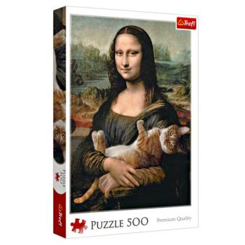 Puzzle 500 darab Mona Lisa és a macska kép