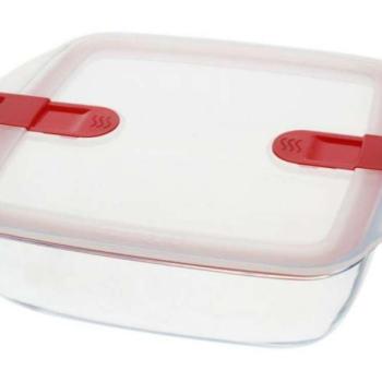 Pyrex COOK&amp;amp;HEAT Szögletes sütőtál műanyagfedővel 25cm kép