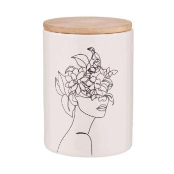 QUEEN IT tárolódoboz bambusz fedéllel, Line Art 700ml kép