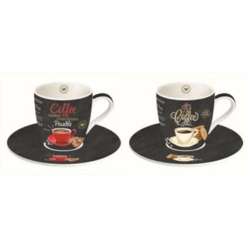 R2S.1015ICTT Porcelán espresszócsésze+alj 2 személyes 90ml dobozb... kép