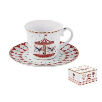 R2S.1106CHWO Porcelán teáscsésze+alj, 200ml, dobozban, Christmas... kép