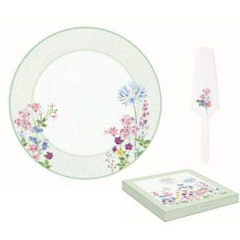 R2S.1112FLRA Porcelán tortatál lapáttal 32cm,dobozban,Floraison kép