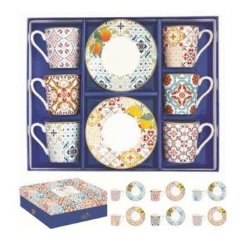 R2S.126SIRA Porcelán eszpresszócsésze+alj 6 személyes, 100ml, dob... kép