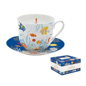 R2S.1454AQRM Porcelán reggelizőcsésze+alj 400ml dobozban,Aquarium... kép