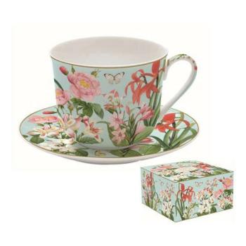 R2S.1454BGAR Porcelán reggelizőcsésze+alj 400ml, dobozban, Botani... kép