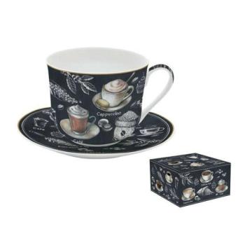 R2S.1454BRST Porcelán reggelizőcsésze+alj 400ml, dobozban, Barista kép