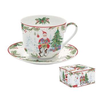 R2S.1454JOYF Porcelán reggelizőcsésze+alj 400ml, dobozban, Joyful... kép