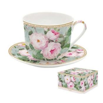 R2S.1454ROBL Porcelán reggelizőcsésze+alj 400ml dobozban,Roses in... kép