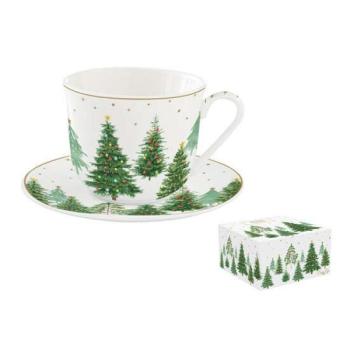 R2S.1478FTRE Porcelán reggelizőcsésze+alj 400ml, dobozban, Festiv... kép