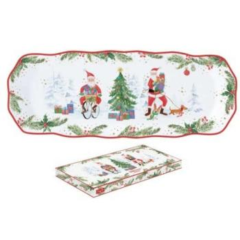 R2S.1482JOYF Porcelántálca 37x14cm, dobozban, Joyful Santa kép