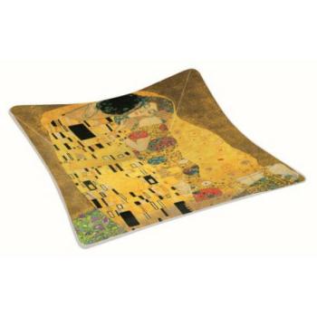 R2S.634KLI1 Üvegtál 13x13cm, dobozban, Klimt: The Kiss kép