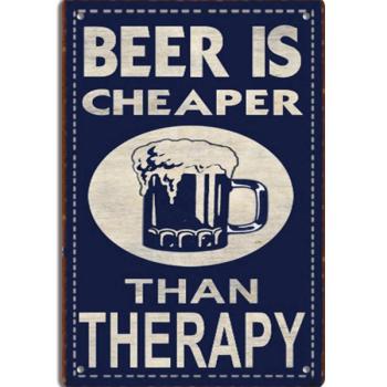 Retro dekor fémtábla,&quot;Beer is cheaper...&quot;, Méret: 20x30cm kép