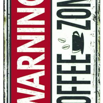 Retro dekor fémtábla,&quot;Warning Coffee Zone&quot;, Méret: 20x30cm kép