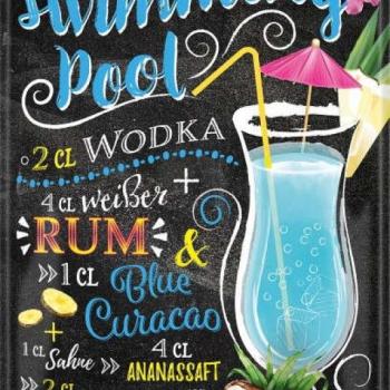 RETRO Swimming Pool - Cocktail RETRO Fémtábla kép