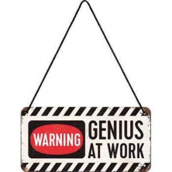 RETRO Warning - Genius At Work - Fémtábla kép