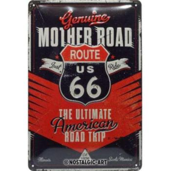 Route 66 dombornyomott fémplakát &quot;Mother road&quot; 20 x 30 cm kép