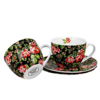 Rózsás porcelán csésze aljjal 280 ml - 2 személyes - Krakowski kép